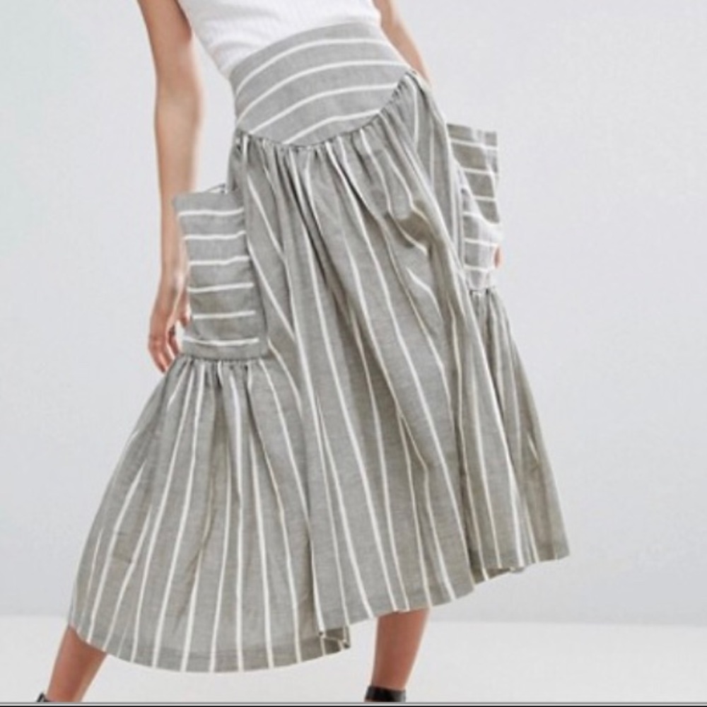 ASOS midi skirt in gray stripe